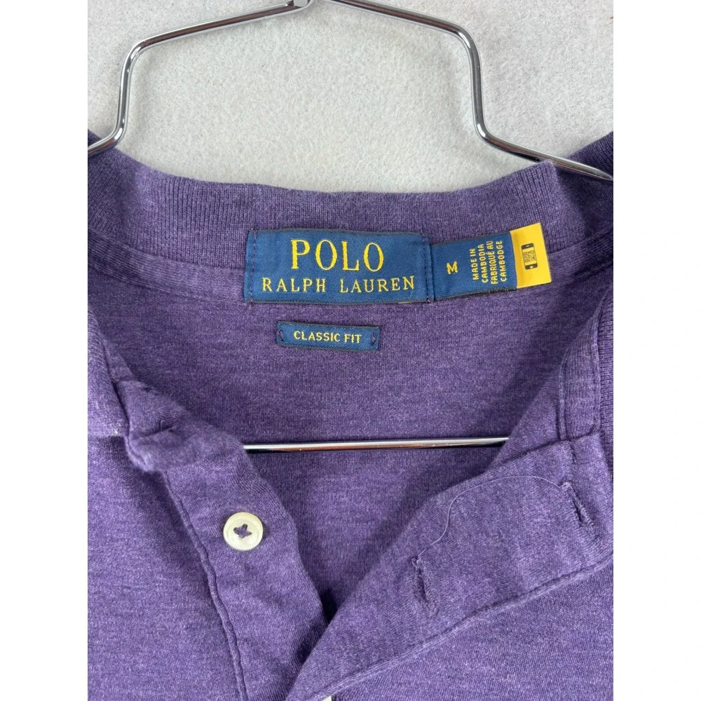 Polo Ralph Lauren Mens Purple Long Sleeve Polo Classic Fit Colored Horseman med